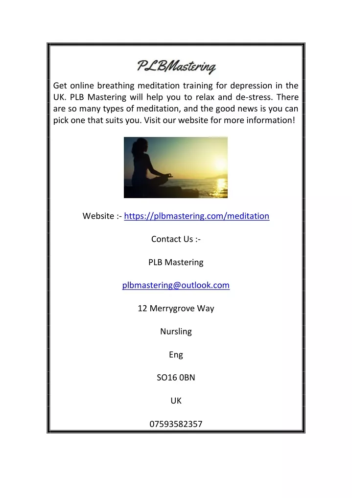 get online breathing meditation training