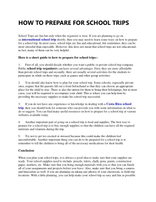 HOW TO PREPARE FOR SCHOOL TRIPS