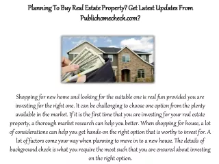 planning to buy real estate property get latest