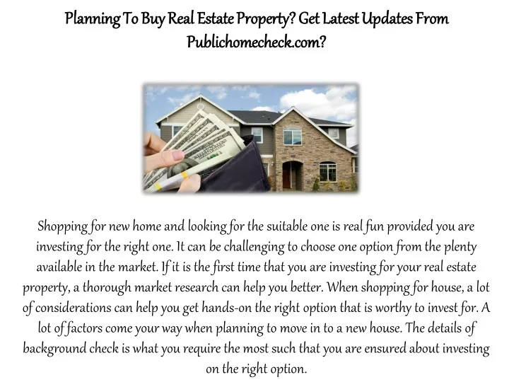 planning to buy real estate property get latest