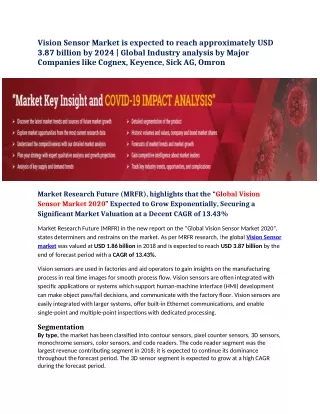 vision sensor market is expected to reach