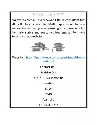 BASIX Consultants | Positiveeco.com.au