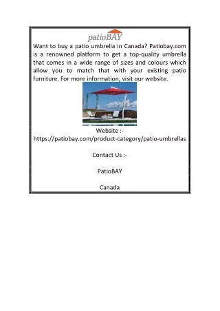 Patio Umbrella Canada | Patiobay.com
