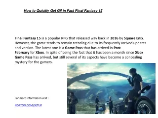 how to quickly get gil in fast final fantasy 15