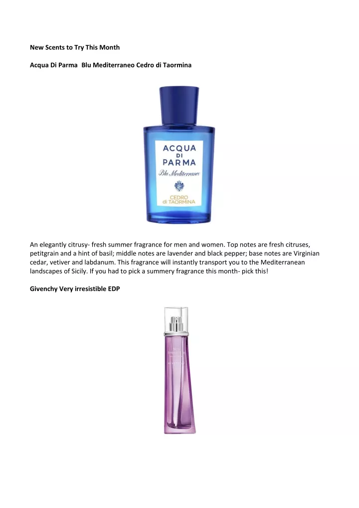 new scents to try this month acqua di parma