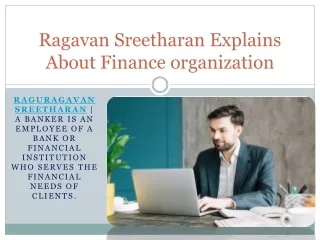 Ragavan Sreetharan Explains 3 Types About Finance organization