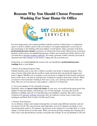 Reasons Why You Should Choose Pressure Washing For Your Home Or Office