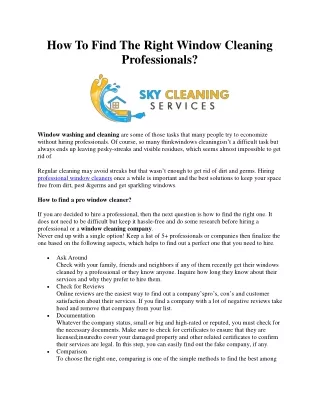 How To Find The Right Window Cleaning Professionals?