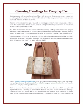 choosing handbags for everyday use