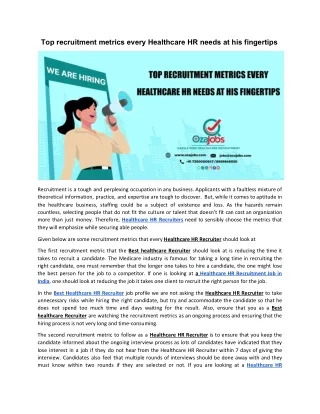 top recruitment metrics every healthcare hr needs