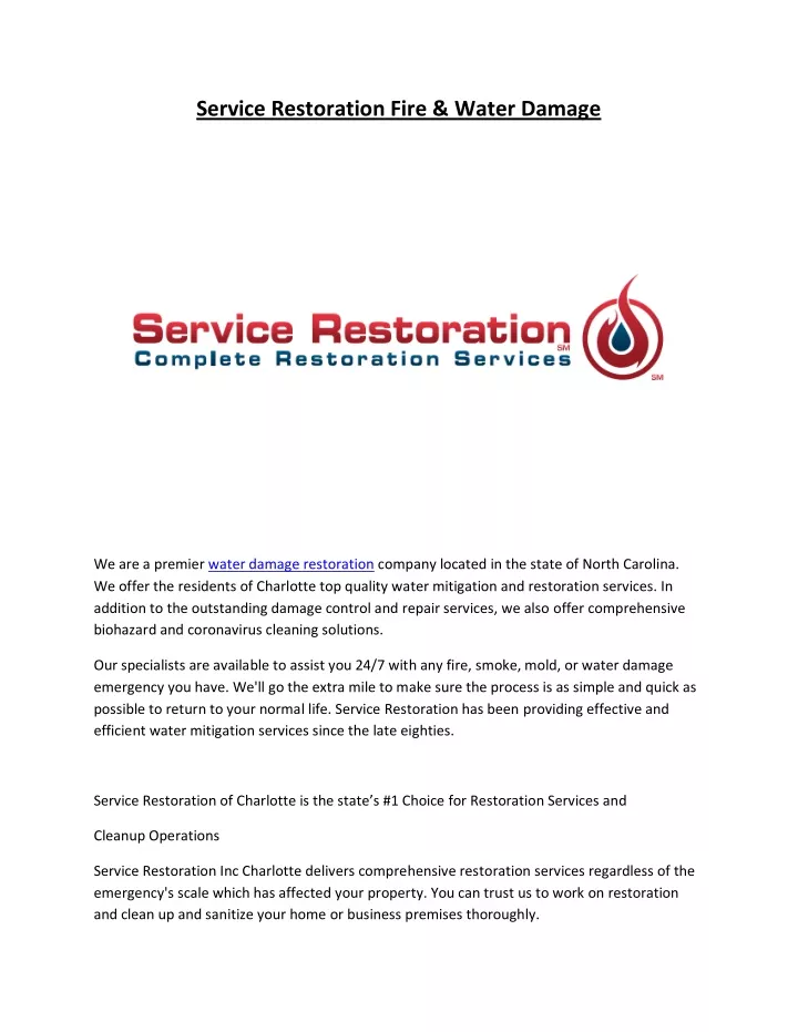 service restoration fire water damage