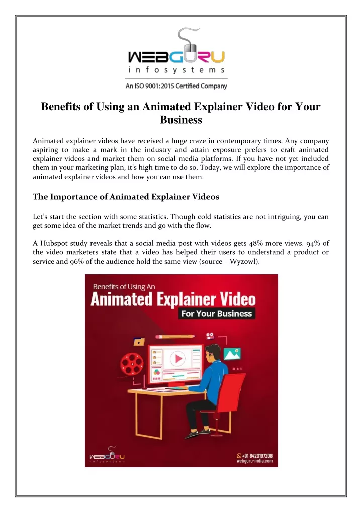 benefits of using an animated explainer video