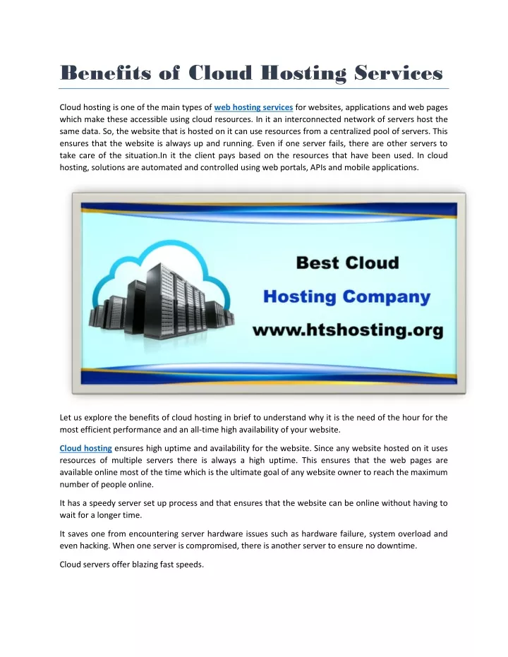 benefits of cloud hosting services