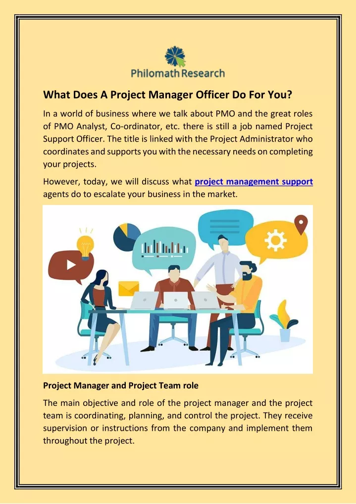 what does a project manager officer do for you