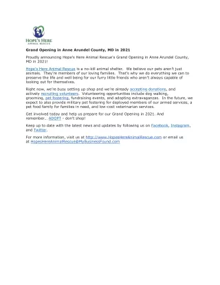 grand opening in anne arundel county md in 2021