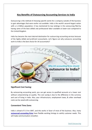 Fundamental Benefits Of Outsourcing Accounting Services To India