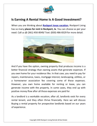 Is Earning A Rental Home Is A Good Investment?