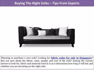 Buying The Right Sofas – Tips From Experts