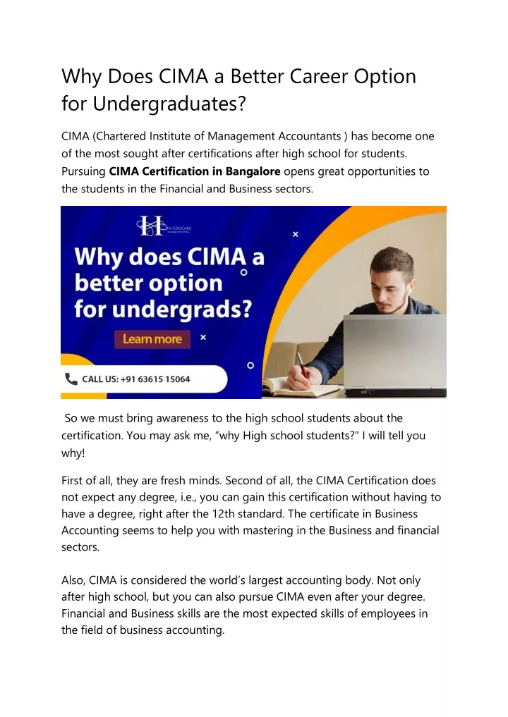 why does cima a better career option