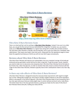 Ultra Keto X Burn Reviews