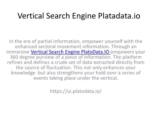 Vertical Search Engine Platadata.io