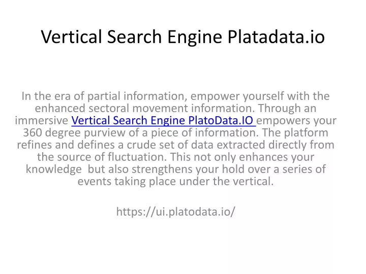 vertical search engine platadata io