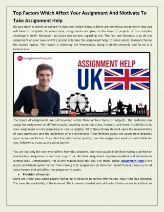 Top Factors Which Affect Your Assignment And Motivate To Take Assignment Help UK