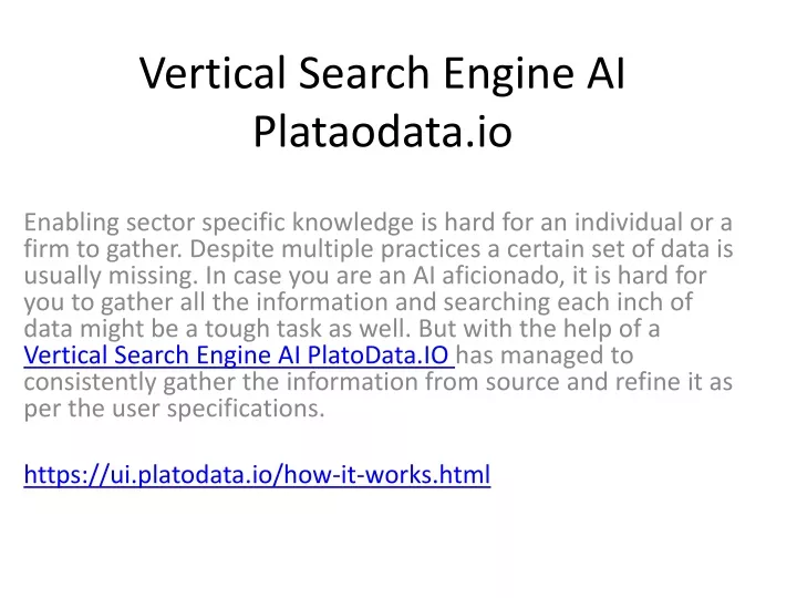 vertical search engine ai plataodata io