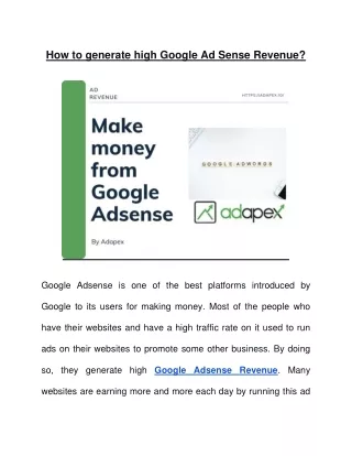 How to generate high Google AdSense Revenue?