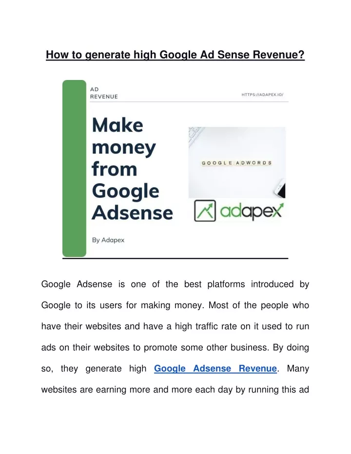 how to generate high google ad sense revenue