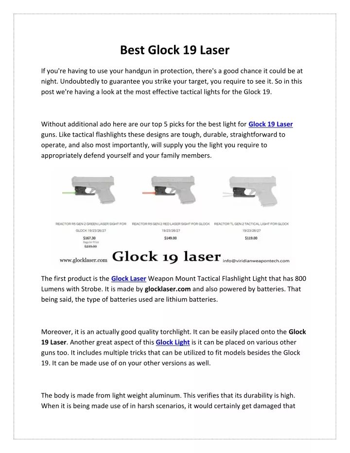 best glock 19 laser