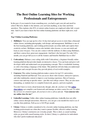 the best online learning sites for working