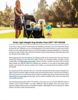 Order Light Weight Dog Stroller from HPZ™ PET ROVER