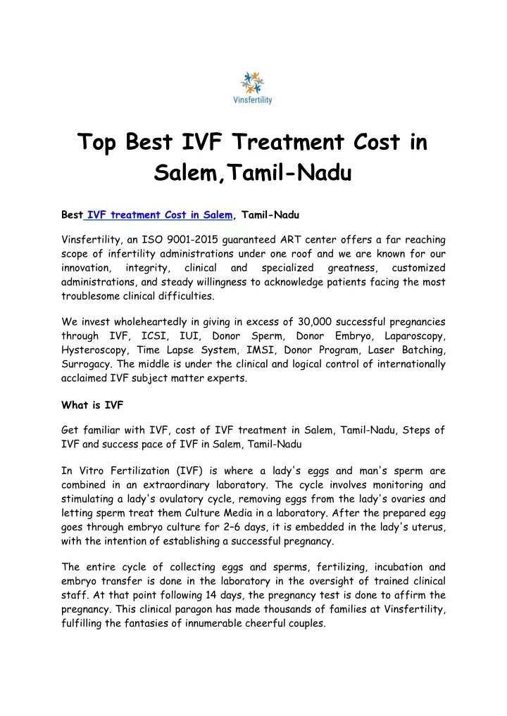 top best ivf treatment cost in salem tamil nadu