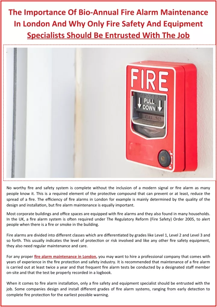 the importance of bio annual fire alarm