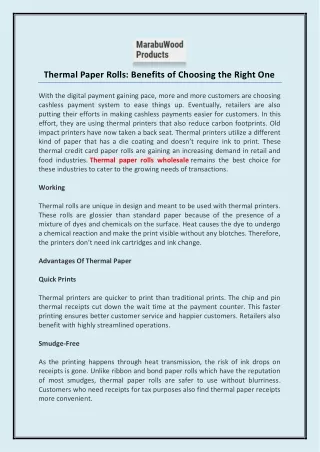 thermal paper rolls benefits of choosing