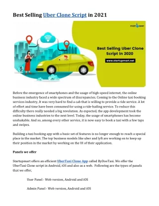 best selling uber clone script in 2021