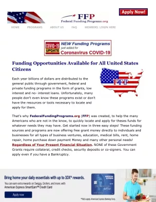 Federal funding opportunities available for all united states citizens...know more...