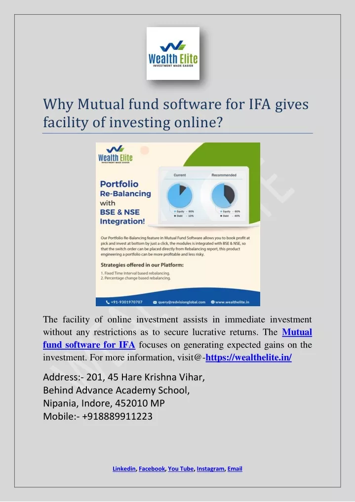 why mutual fund software for ifa gives facility
