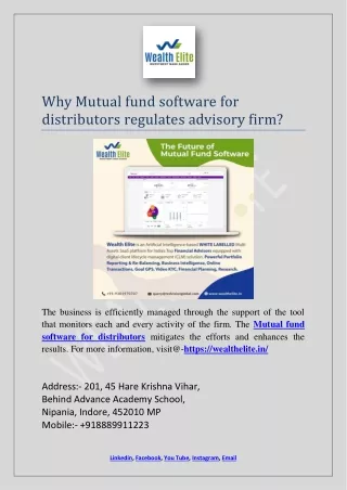 why mutual fund software for distributors