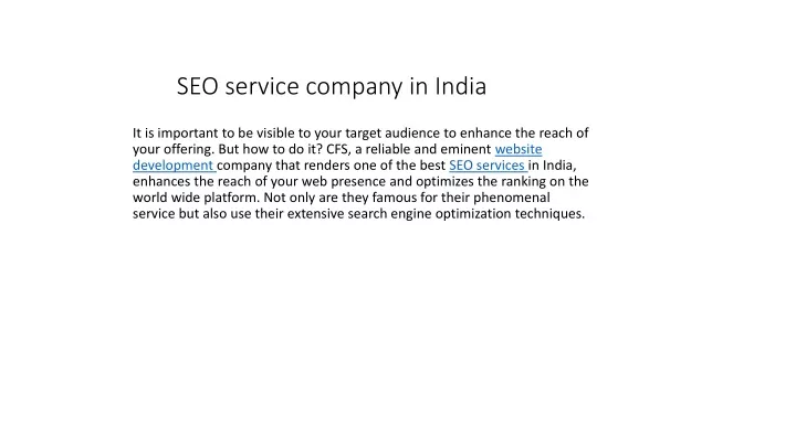 seo service company in india