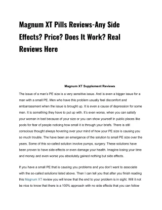 magnum xt pills reviews any side e ects price