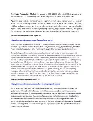the global aquaculture market size valued