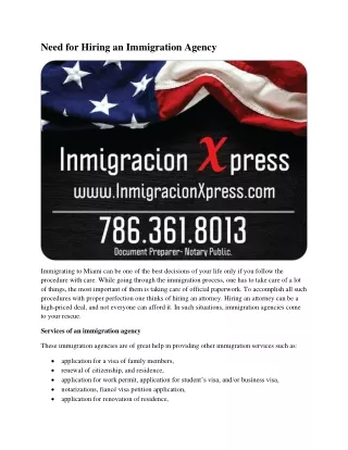 Need for Hiring an Immigration Agency