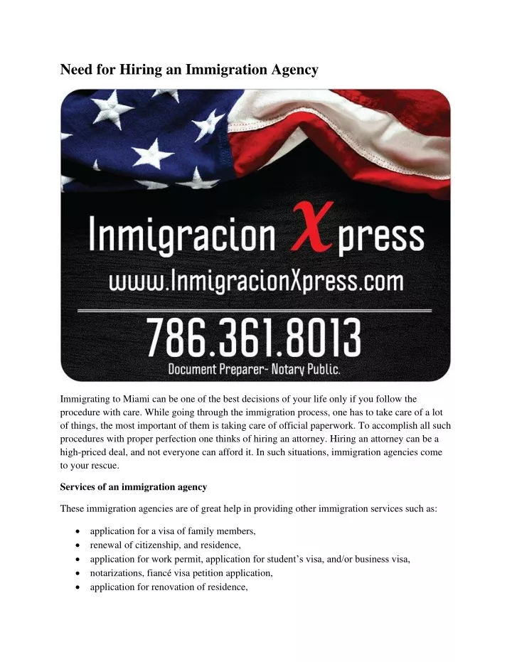 need for hiring an immigration agency
