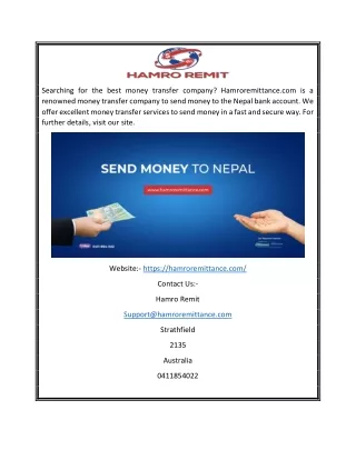 Money Transfer Company | Hamroremittance.com