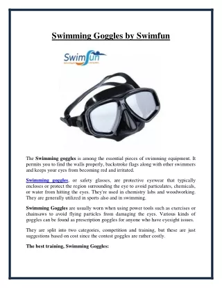 swimming goggles by swimfun