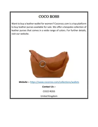 Women Leather Purses for Sale Online | Cocoross.com