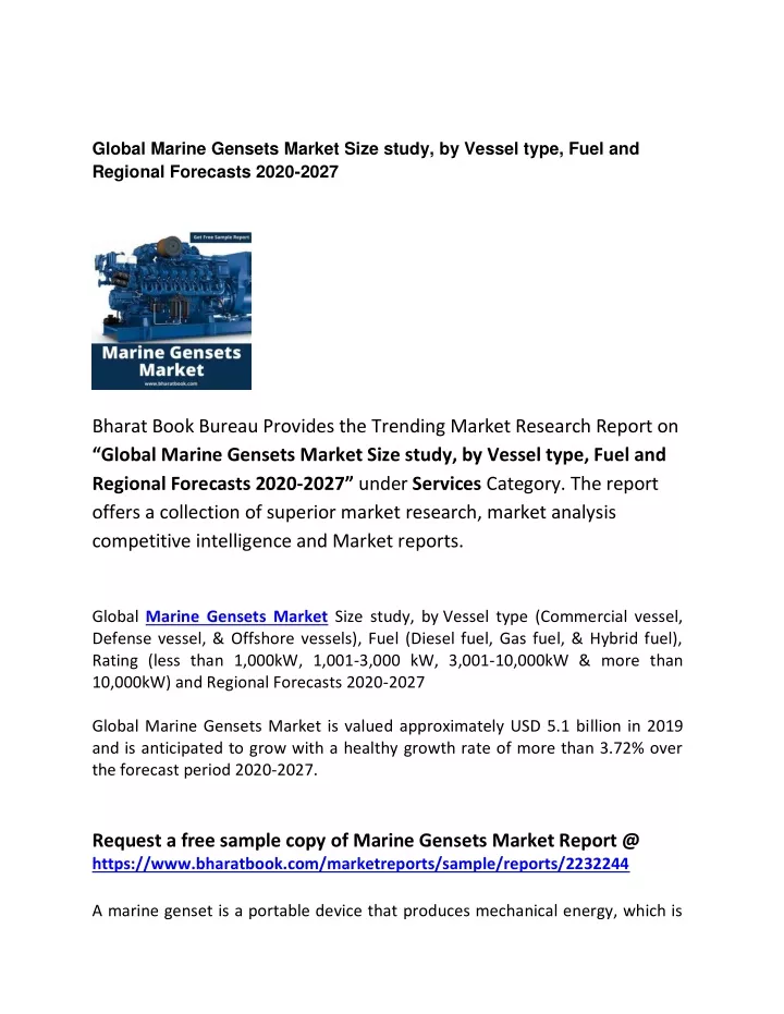 global marine gensets market size study by vessel