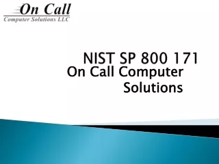 NIST SP 800 171 | On Call Computer Solutions